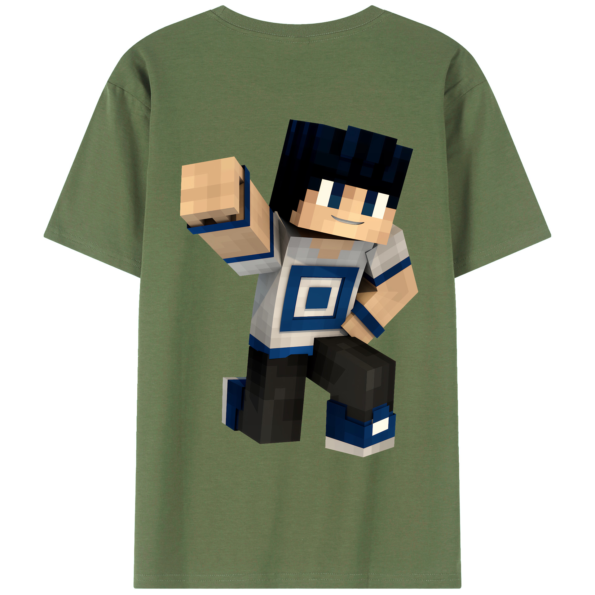 （画像用） マインクラフト ブロックの世界 Minecraft MC Block world 綿100％ メンズ半袖Tシャツ（バックプリント） 通気性